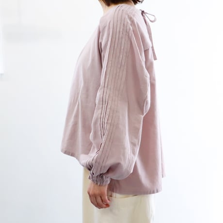 綿麻   タックロングスリーブトップ  (sakura)