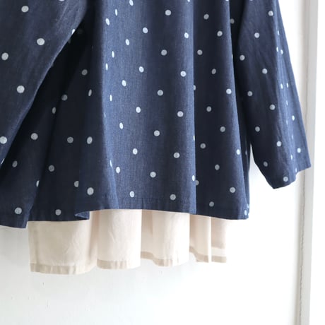 front tuck ribbon jacket (indigo dot)