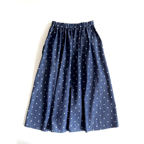 gather pocket skirt (indigo dot)