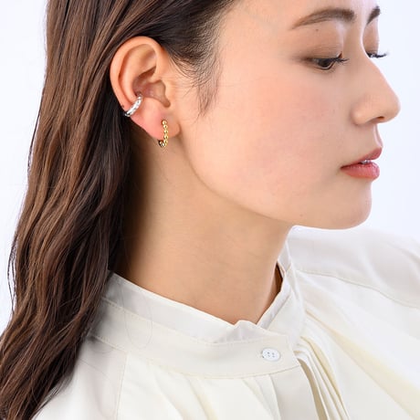 Shaved wave 2way earcuff/silver color