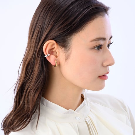 Shaved wave 2way earcuff/gold color