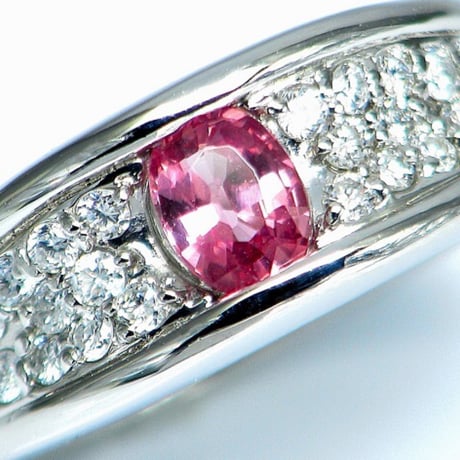 0.507ct上質天然パパラチャサファイア　ダイヤ0.37ct　PT900リング