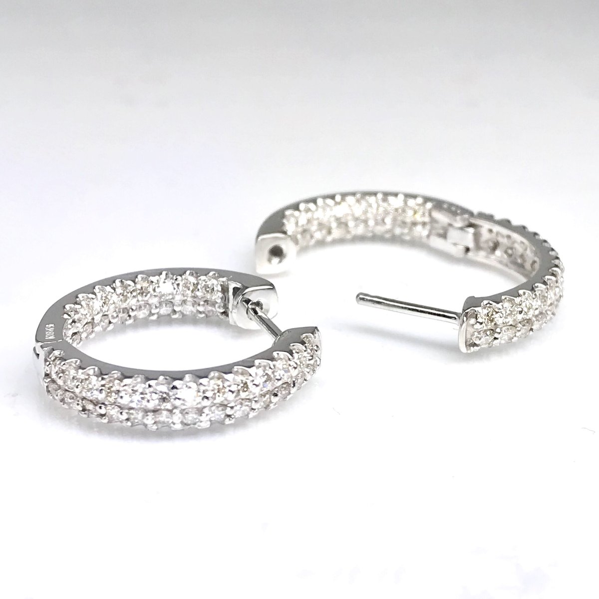 計1.00ct 天然ダイヤモンド 中折れ式 PT950 パヴェフープピアス 計1.00ct 天然ダイヤモンド 中折れ式 PT950 パヴェフープピアス