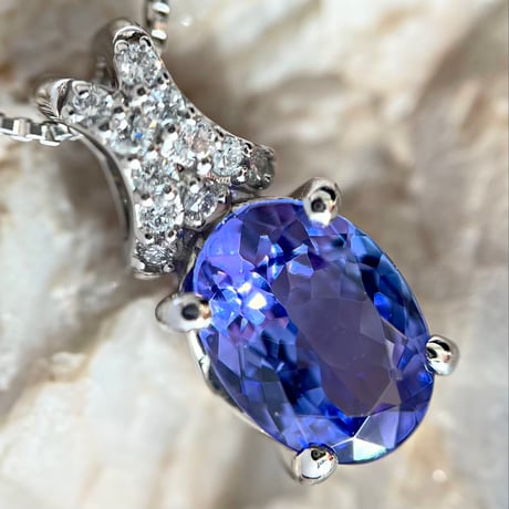 0.90ct 良質天然タンザナイト ダイヤモンド PTネックレス(宝石 0.90ct 良質天然タンザナイト ダイヤモンド PTネックレス(宝石
