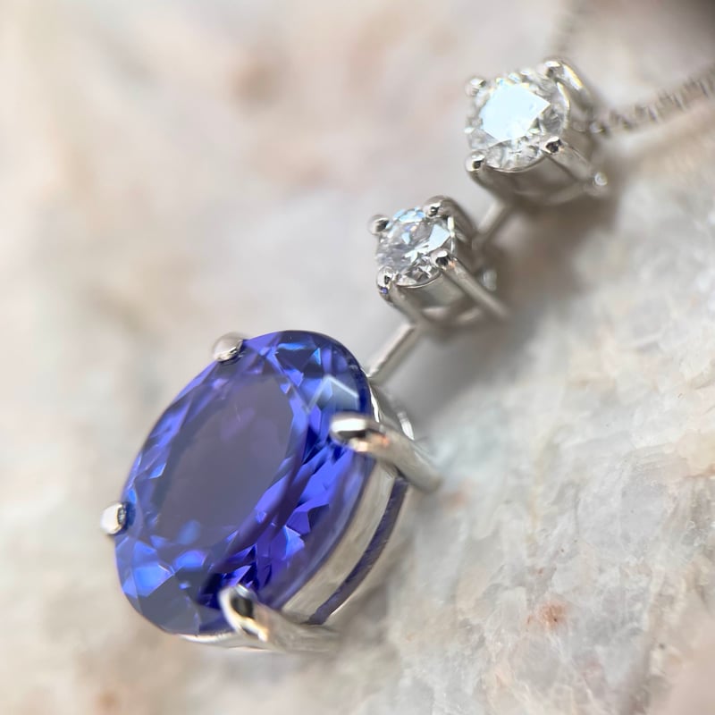 1.36ct 高品質天然タンザナイト ダイヤモンド PTネックレス 1.36ct 高品質天然タンザナイト ダイヤモンド PTネックレス