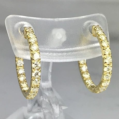 計1.00ct 天然ダイヤモンド　中折れ式エタニティフープピアス　k18