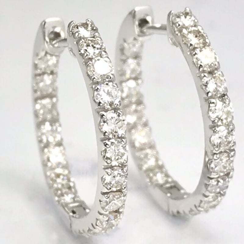 計1.00ct 天然ダイヤモンド 中折れ式エタニティフープピアス PT950 ... 計1.00ct 天然ダイヤモンド 中折れ式エタニティフープピアス PT950