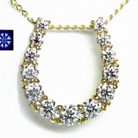 0.30ctハート＆キューピッド天然ダイヤ K18馬蹄型ネックレス（鑑別