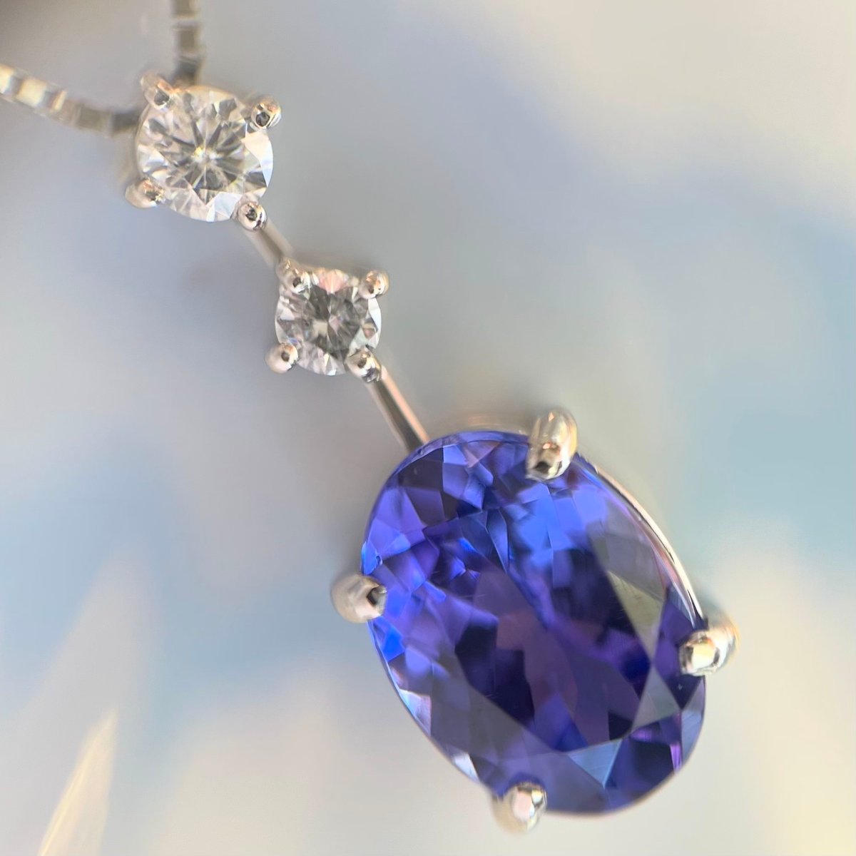 1.36ct 高品質天然タンザナイト ダイヤモンド PTネックレス 1.36ct 高品質天然タンザナイト ダイヤモンド PTネックレス