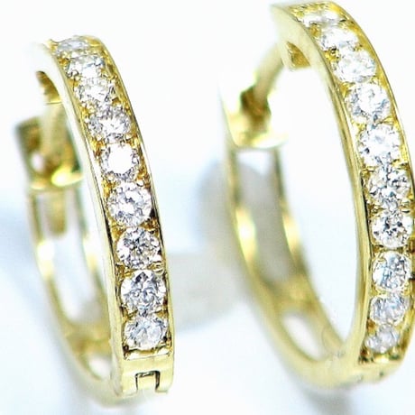 計0.20ct　天然ダイヤモンド　K18　エタニティフープピアス