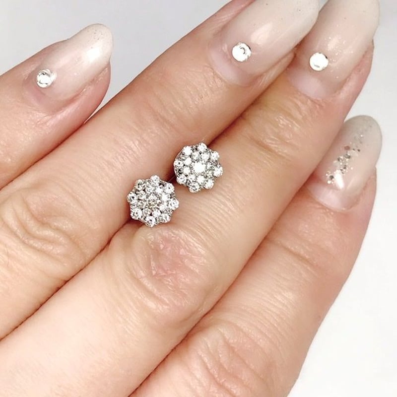 天然ダイヤモンド 計0.50ct PT900 フラワーパヴェピアス | sanlemojew