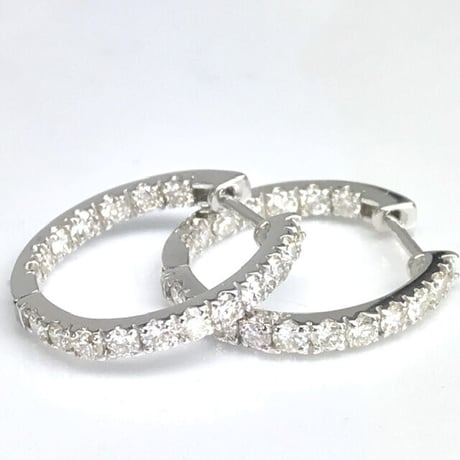計1.00ct 天然ダイヤモンド　中折れ式エタニティフープピアス　PT900