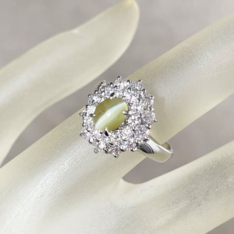 1.14ct 上質天然クリソベルキャッツアイ PT900 リング（GRJソ付）