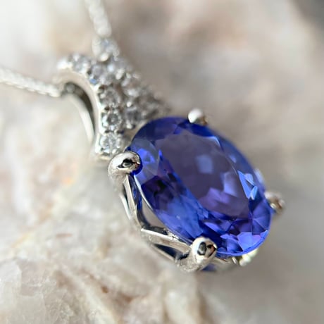 0.90ct 良質天然タンザナイト　ダイヤモンド　PTネックレス（宝石鑑別書付