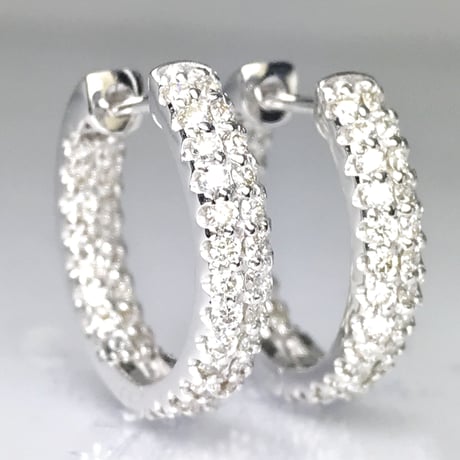 計1.00ct 天然ダイヤモンド　中折れ式　PT950 パヴェフープピアス