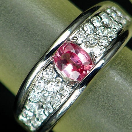 0.507ct上質天然パパラチャサファイア　ダイヤ0.37ct　PT900リング