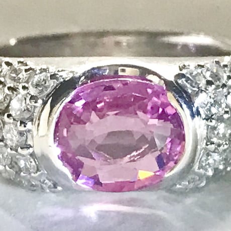 1.52ct 天然ピンクサファイア ダイヤ pt900リング（鑑別書付）