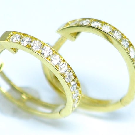 計0.20ct　天然ダイヤモンド　K18　エタニティフープピアス