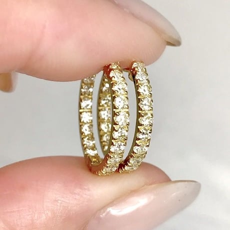 計1.00ct 天然ダイヤモンド　中折れ式エタニティフープピアス　k18