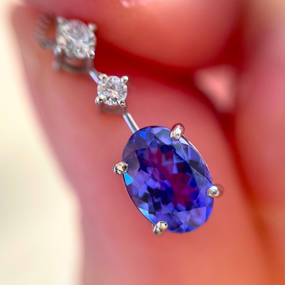 1.36ct 高品質天然タンザナイト ダイヤモンド PTネックレス 1.36ct 高品質天然タンザナイト ダイヤモンド PTネックレス