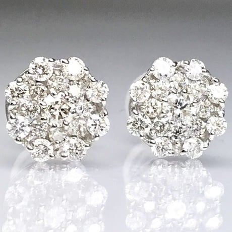 天然ダイヤモンド　計0.50ct  PT900 フラワーパヴェピアス