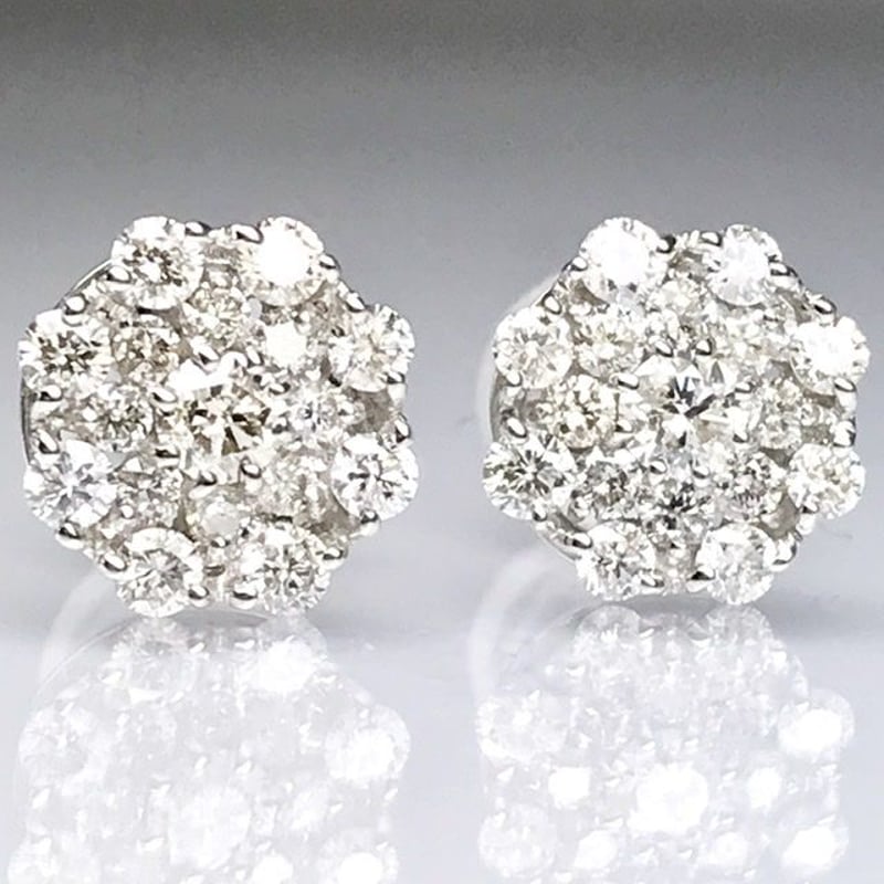 天然ダイヤモンド 計0.50ct PT900 フラワーパヴェピアス 天然ダイヤモンド 計0.50ct PT900 フラワーパヴェピアス