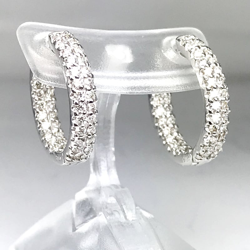 天然ダイヤモンド　1.00ct 中折れ式パヴェフープピアス　PT950パヴェピアス