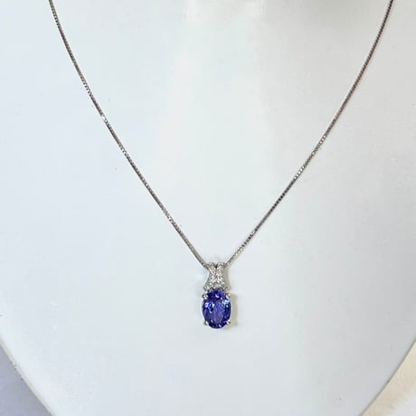 0.90ct 良質天然タンザナイト　ダイヤモンド　PTネックレス（宝石鑑別書付