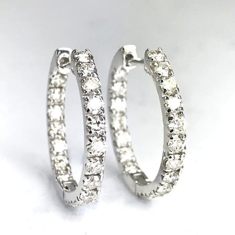 計1.00ct 天然ダイヤモンド　中折れ式エタニティフープピアス　PT900