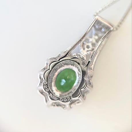 0.29ct 高品質グリーンガーネット　ダイヤモンドPTネックレス（中央宝石ソ付