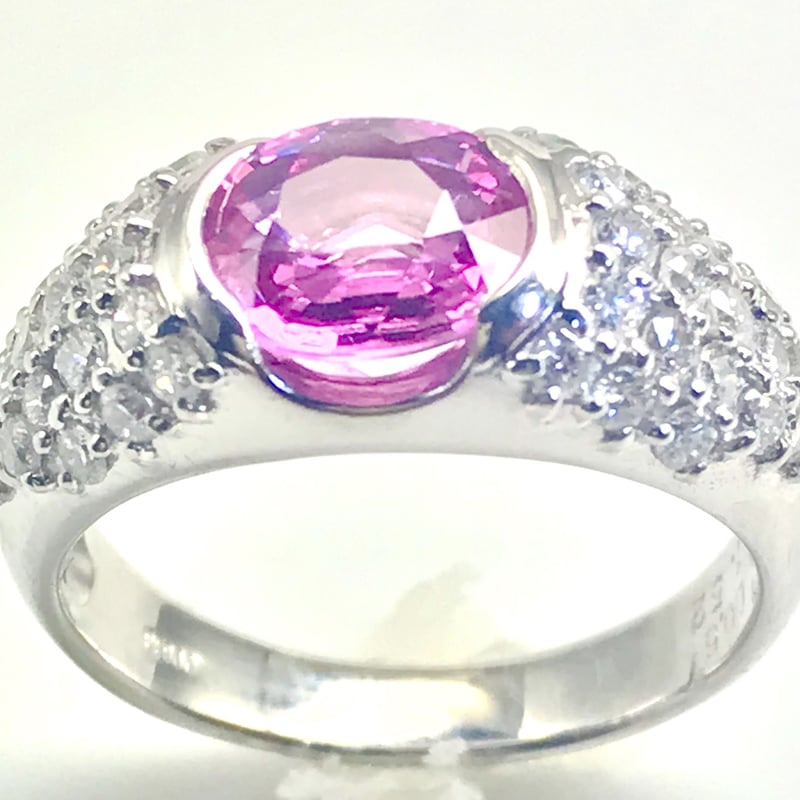 1.52ct 天然ピンクサファイア ダイヤ pt900リング（鑑別書付