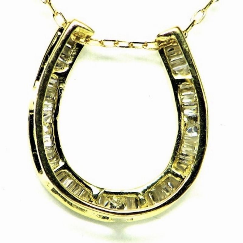 天然ダイヤモンド　(プリンセス・バケットカット)馬蹄型K18WGネックレス 天然ダイヤモンド (プリンセス・バケットカット)馬蹄型K18WGネックレス