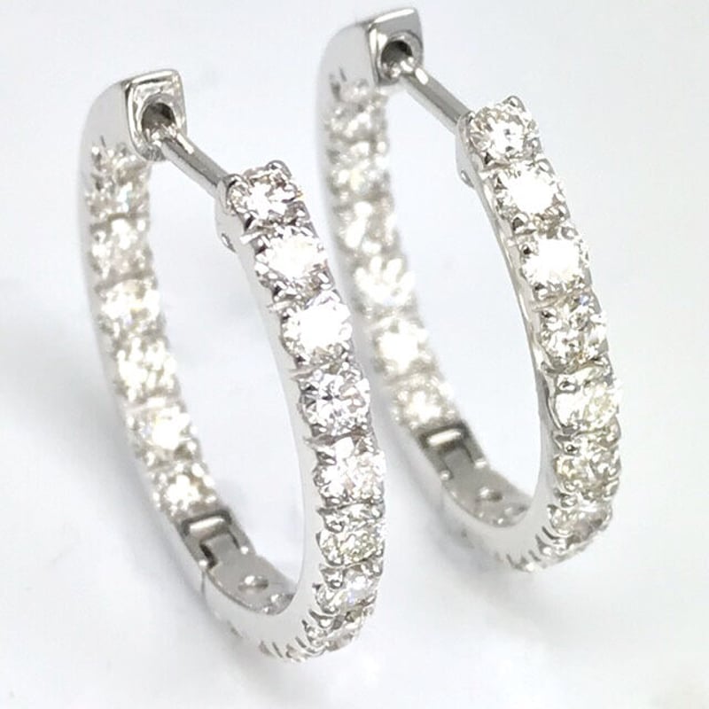 計1.00ct 天然ダイヤモンド 中折れ式エタニティフープピアス PT950 ... 計1.00ct 天然ダイヤモンド 中折れ式エタニティフープピアス PT950