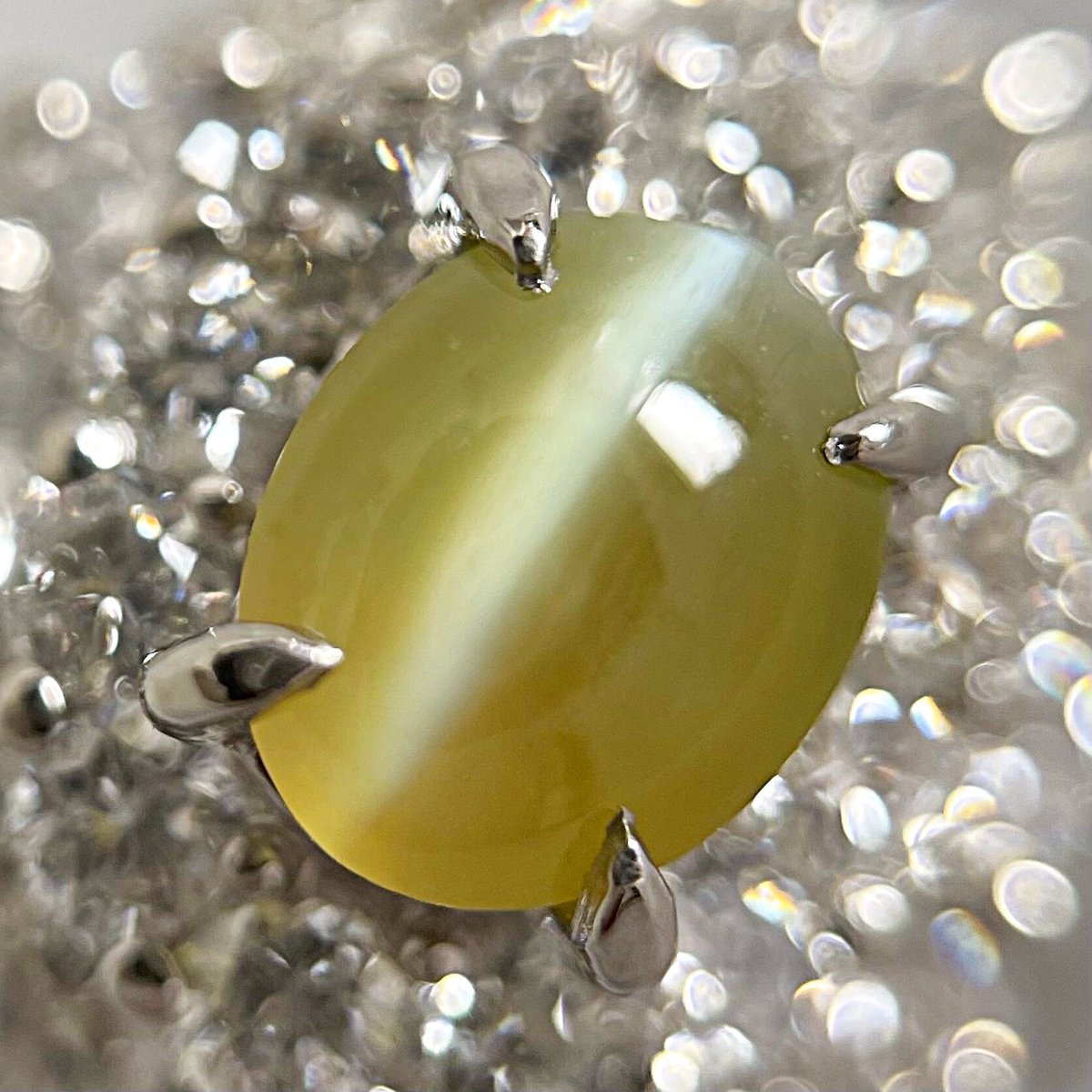 1.14ct 上質天然クリソベルキャッツアイ PT900 リング(GRJソ付 1.14ct 上質天然クリソベルキャッツアイ PT900 リング(GRJソ付