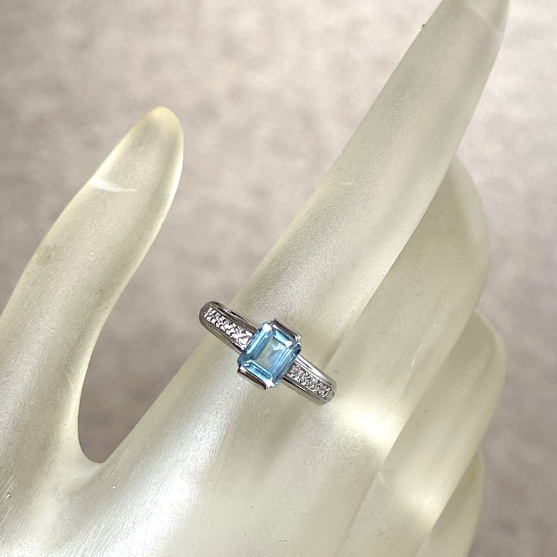 天然アクアマリン1.09ct ダイヤモンド PT900 リング(鑑別書付 ...
