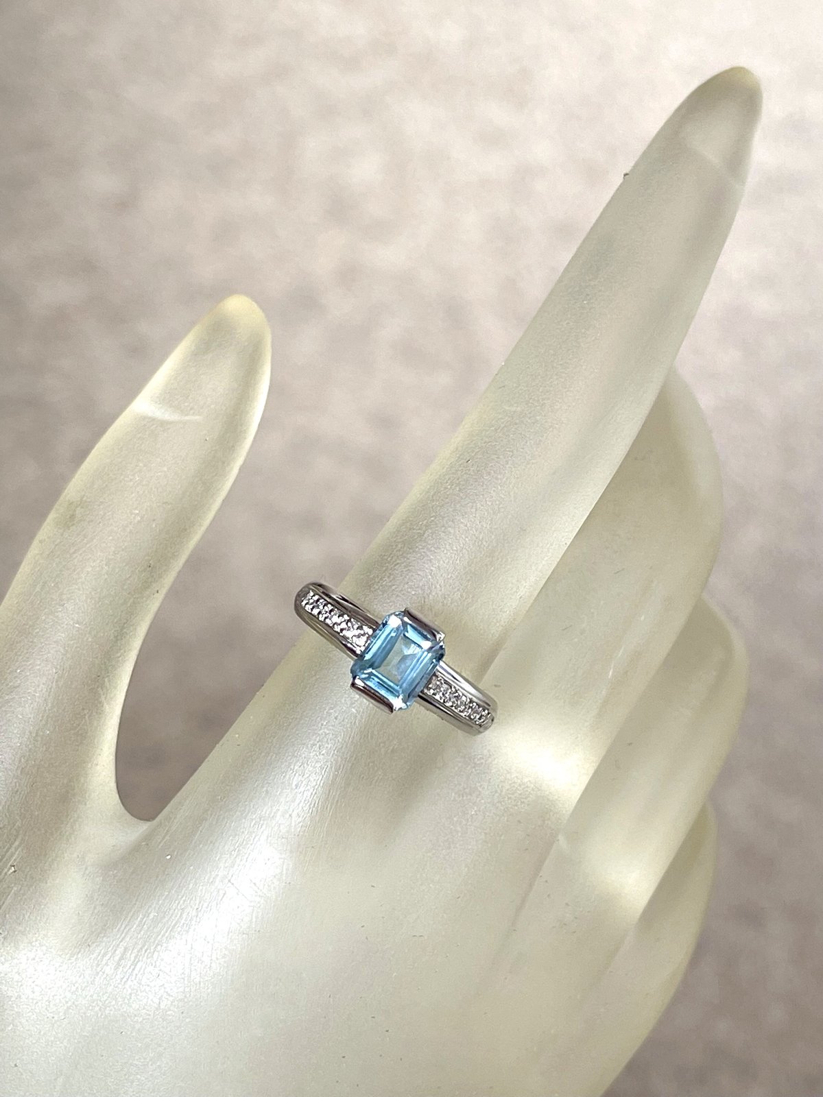 R3803Pt900/K18 アクアマリン2.02ct ダイヤ0.12ct 指輪 16号