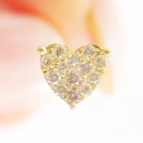 計0.40ct 天然ダイヤモンド　ハート型　K18 パヴェピアス