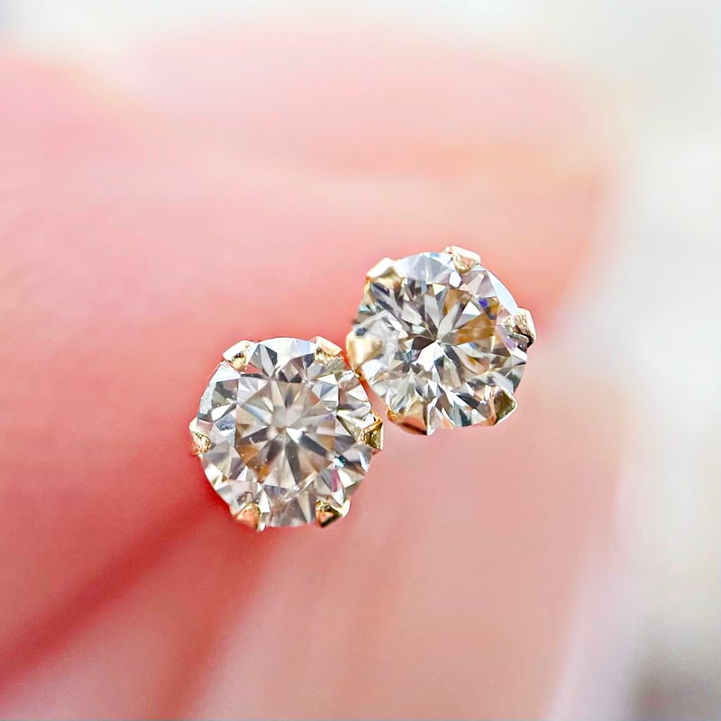 計0.30ct K18 天然ダイヤモンド 6本爪 スタッドピアス | sanlemojewelry