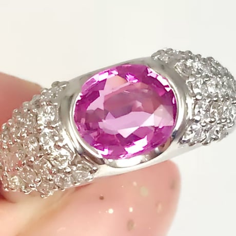 1.52ct 天然ピンクサファイア ダイヤ pt900リング（鑑別書付）