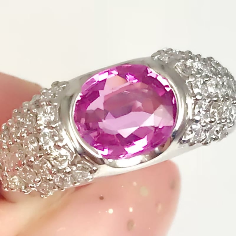 1.52ct 天然ピンクサファイア ダイヤ pt900リング（鑑別書付