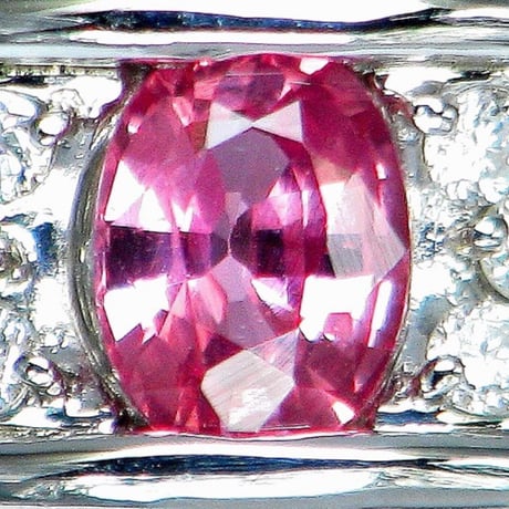0.507ct上質天然パパラチャサファイア　ダイヤ0.37ct　PT900リング