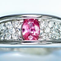 0.507ct上質天然パパラチャサファイア　ダイヤ0.37ct　PT900リング
