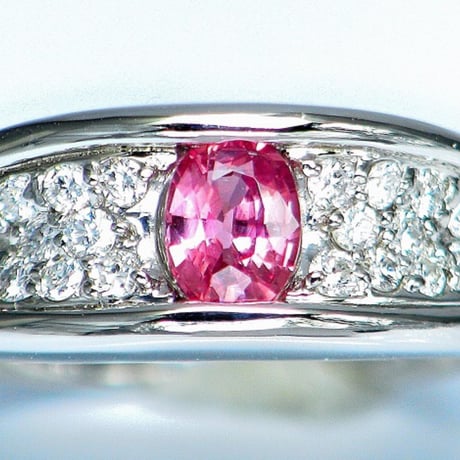 0.507ct上質天然パパラチャサファイア　ダイヤ0.37ct　PT900リング