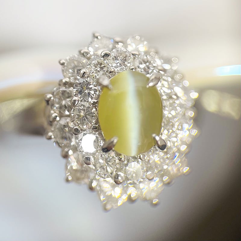1.14ct 上質天然クリソベルキャッツアイ PT900 リング（GRJソ付  