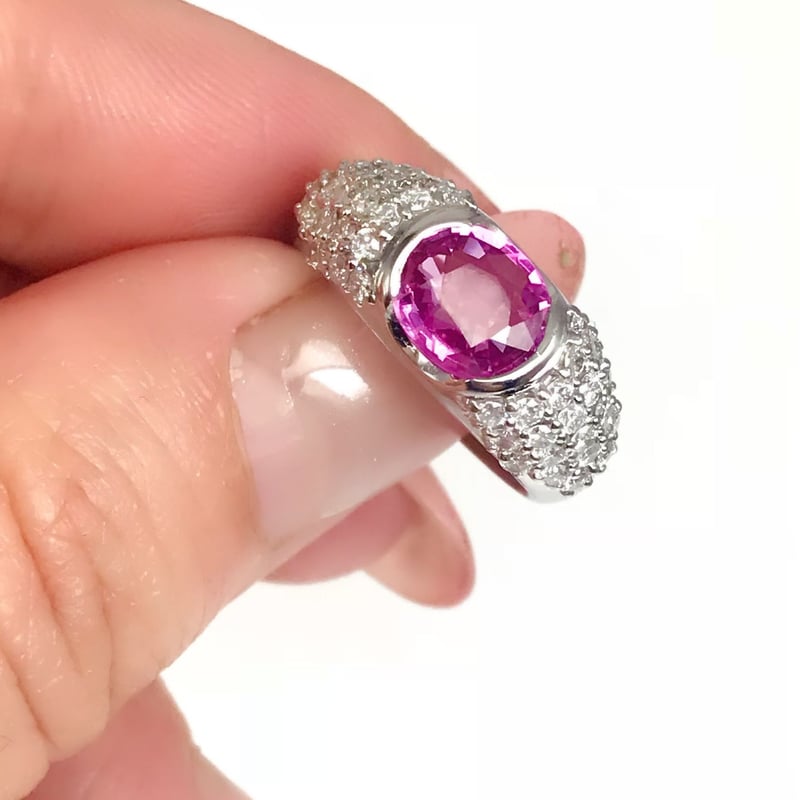 1.52ct 天然ピンクサファイア ダイヤ pt900リング（鑑別書付
