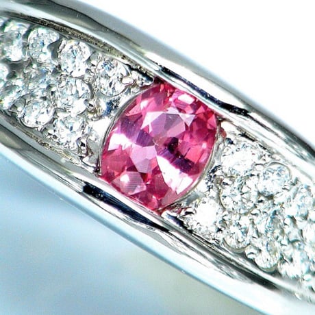 0.507ct上質天然パパラチャサファイア　ダイヤ0.37ct　PT900リング