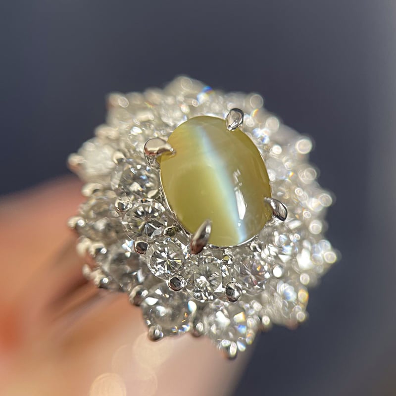1.14ct 上質天然クリソベルキャッツアイ PT900 リング(GRJソ付 1.14ct 上質天然クリソベルキャッツアイ PT900 リング(GRJソ付