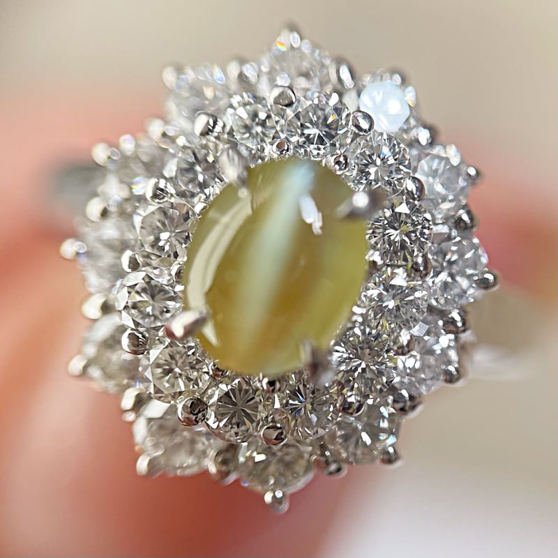 1.14ct 上質天然クリソベルキャッツアイ PT900 リング(GRJソ付 1.14ct 上質天然クリソベルキャッツアイ PT900 リング(GRJソ付