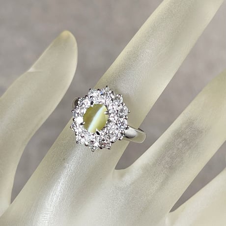 1.14ct 上質天然クリソベルキャッツアイ PT900 リング（GRJソ付）