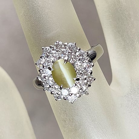 1.14ct 上質天然クリソベルキャッツアイ PT900 リング（GRJソ付）